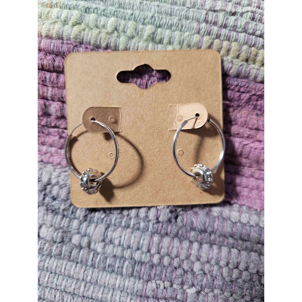 (3 for $15) JoMa Silvertone Hoop Earrings with Charm Accent- NWT